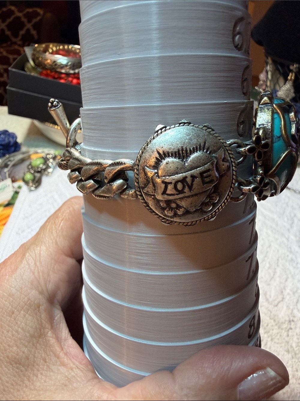 Lucky Brand Turquoise Rose Silver-Tone Toggle Bracelet - Picture 13 of 16